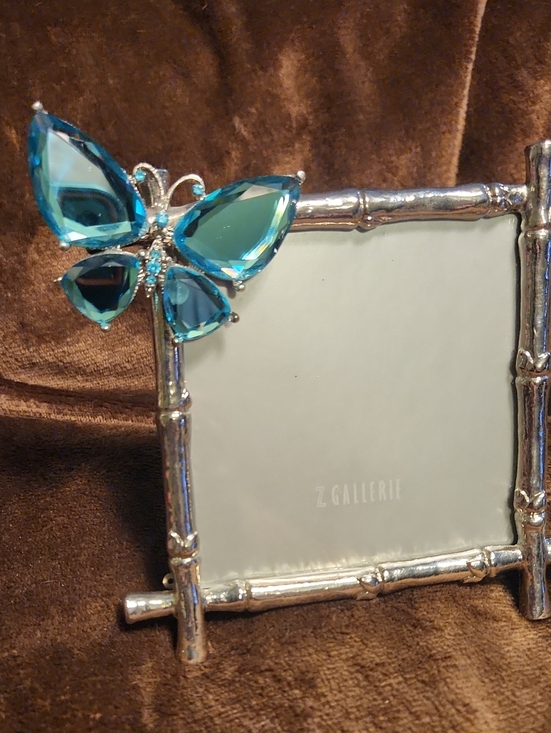 Z Gallerie Other - Z Gallerie Silver Frame with Blue-Green Crystal Butterfly